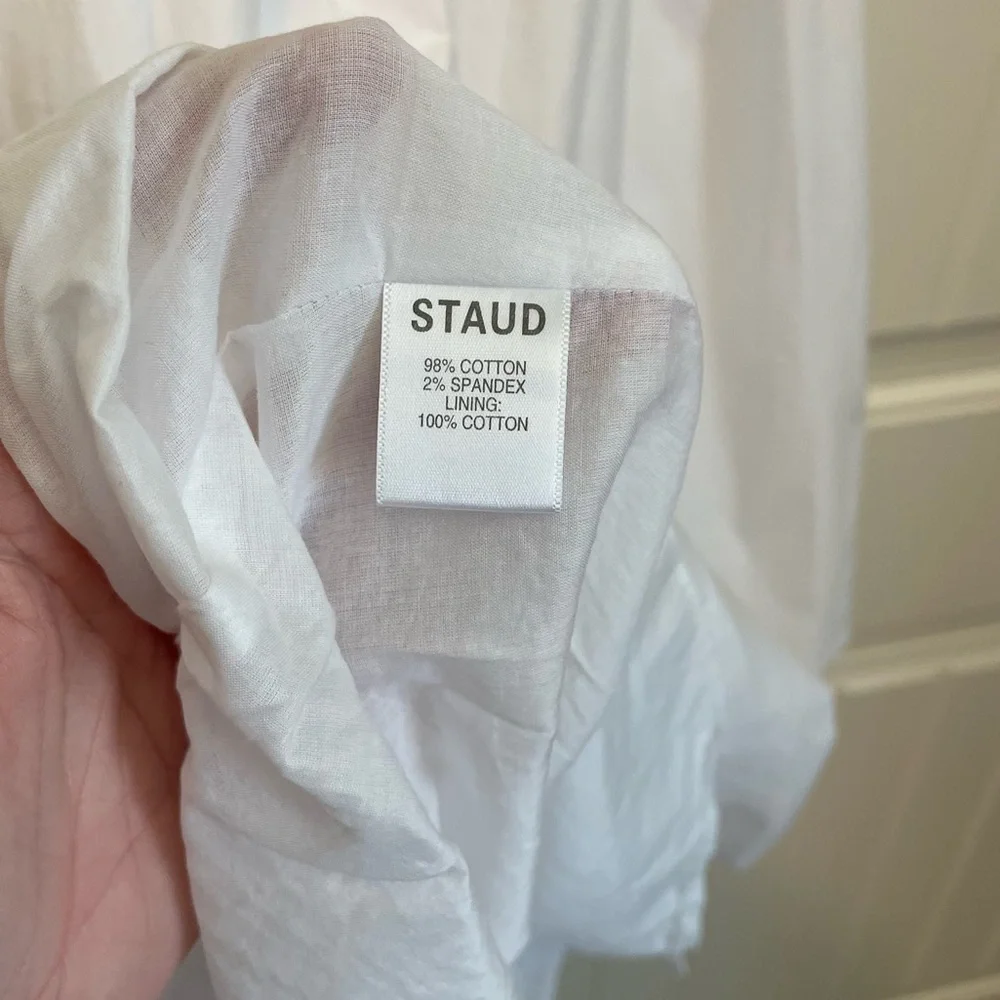 NWOT STAUD Ida Smocked midi dress white size small - Picture 9 of 10